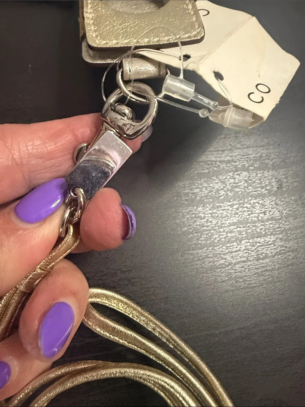 Coach Vintage Metallic Gold Leather iPod Shuffle Holder with Lanyard